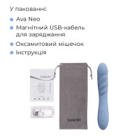 Смарт-вибратор с пульсацией Svakom Ava Neo Cornflower Blue, 15 режимов работы, водонепроницаемый — Просмотреть изображение 9