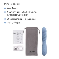 Смарт-вібратор з пульсацією Svakom Ava Neo Cornflower Blue, 15 режимів роботи, водонепроникний — Переглянути зображення 9