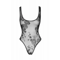 Боді Noir Handmade F242 Tulle body with patterned flock embroidery, S — Просмотреть изображение 6