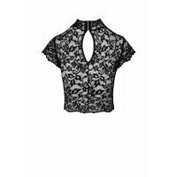 Топ Noir Handmade F303 Essence, 3XL, black, мереживний, короткий рукав, комір-стійка