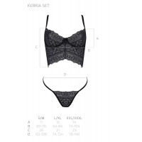 Комплект Passion KERRIA SET black, S/M, сетка+кружево, бюстье и стринги