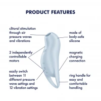 Вакуумний кліторальний стимулятор з вібрацією Satisfyer Pocket Pro 1 Blue — Переглянути зображення 3
