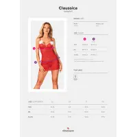 Новорічна сорочка Obsessive Claussica, XS/S, червона, прозора з візерунком, стрінги в комплекті — Просмотреть изображение 5