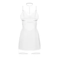 Бебі-дол Obsessive Arrowel White chemise S/M, з декоративним чокером та гартерами — Переглянути зображення 2