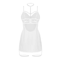 Бебі-дол Obsessive Arrowel White chemise S/M, з декоративним чокером та гартерами — Переглянути зображення 4