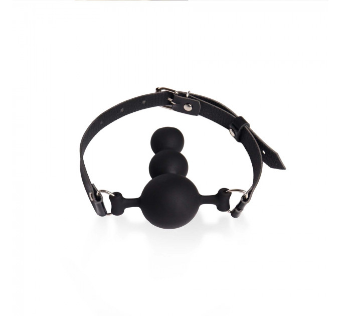 Кляп силіконовий Art of Sex - Balls, екошкіра, чорний