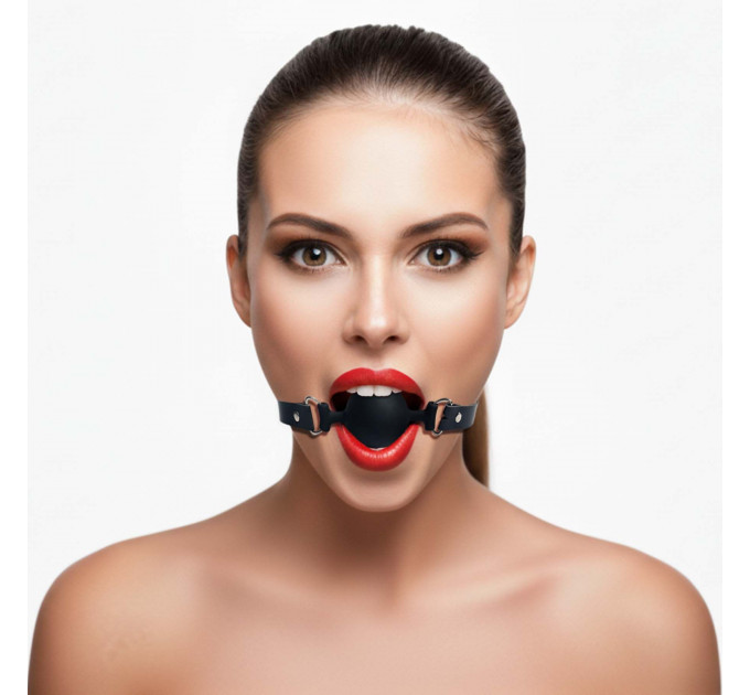 Кляп силіконовий Art of Sex - Balls, екошкіра, чорний