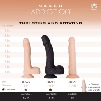 Фалоімітатор з ротацією та пульсацією Naked ADDICTION 8″ Rotating &amp; Thrusting Dong - Vanilla — Просмотреть изображение 34
