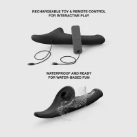Вібронасадка для страпону з вакуумною стимуляцією Strap-On-Me Multi Orgasm Dildo M Black — Переглянути зображення 4