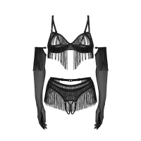 Комплект Obsessive Rossay Black 4-pcs crotchless set 2XL/3XL — фото 5