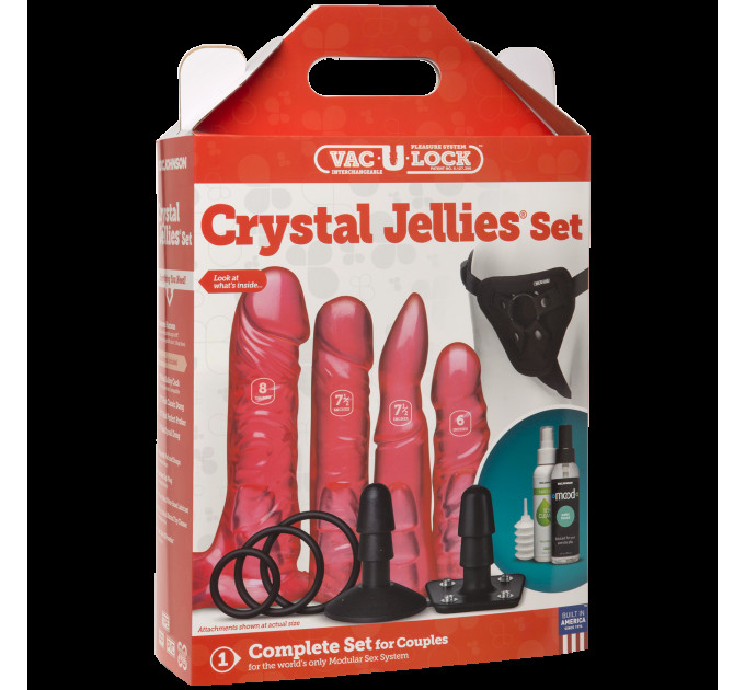 Набор для страпона Doc Johnson Vac-U-Lock Crystal Jellies Set (мятая упаковка!!!)