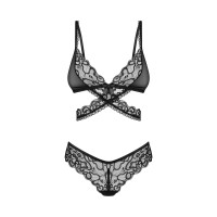 Комплект Obsessive Blomentis 2-pcs set, M/L, кружевной, лиф с завязками на спине, трусики-слипы