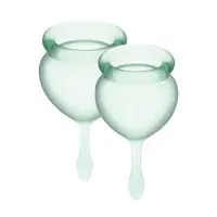 Набір менструальних чаш Satisfyer Feel Good (light green), 15мл і 20мл, мішечок для зберігання — Просмотреть изображение 1