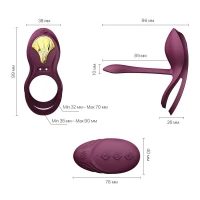 Смарт-ерекційне кільце Zalo - BAYEK Velvet Purple, подвійне з ввідною частиною, пульт ДК — Переглянути зображення 4