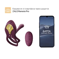 Смарт-ерекційне кільце Zalo - BAYEK Velvet Purple, подвійне з ввідною частиною, пульт ДК — Переглянути зображення 2