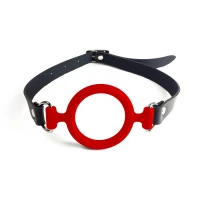 Кляп-розширювач силіконове кільце Art of Sex – Gag ring, червоний, натуральна шкіра — Переглянути зображення 2
