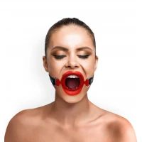 Кляп-розширювач силіконове кільце Art of Sex – Gag ring, червоний, натуральна шкіра — Переглянути зображення 1