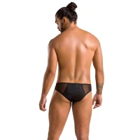Чоловічі сліпи на блискавці Passion 042 SLIP TIMMY S/M Black, екошкіра, сітка — Переглянути зображення 4