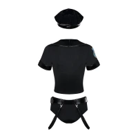 Еротичний костюм поліцейського Obsessive Police set S/M, black, топ, шорти, кепка, пояс, портупея — Переглянути зображення 4