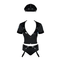 Еротичний костюм поліцейського Obsessive Police set S/M, black, топ, шорти, кепка, пояс, портупея — Переглянути зображення 3