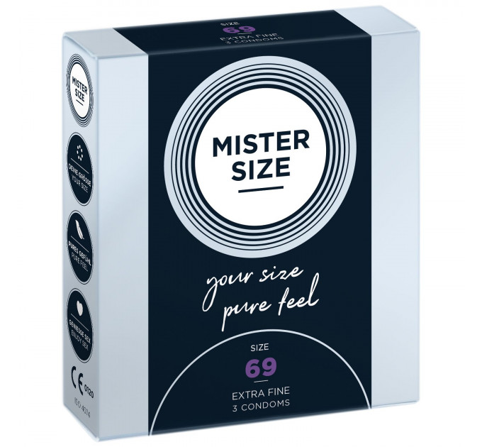 Презервативи Mister Size - pure feel - 69 (3 condoms), товщина 0,05 мм