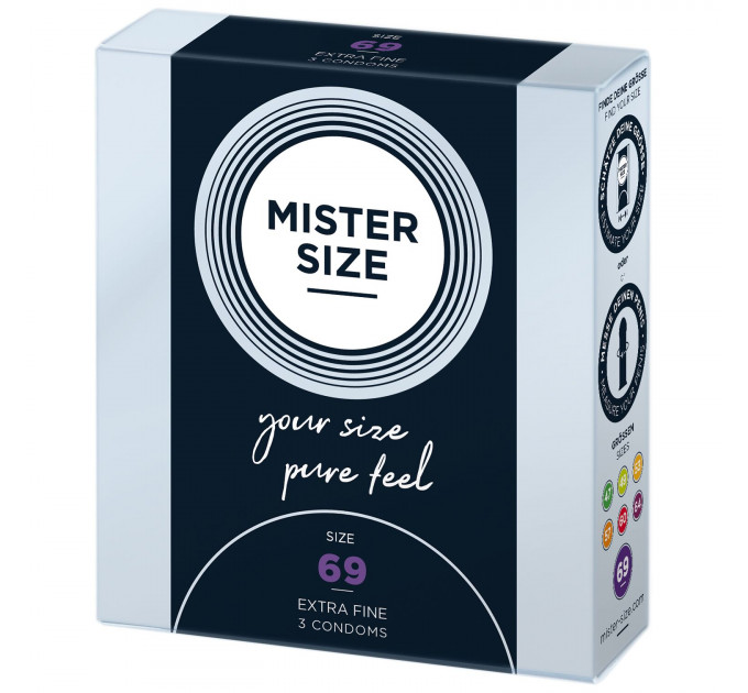 Презервативи Mister Size - pure feel - 69 (3 condoms), товщина 0,05 мм