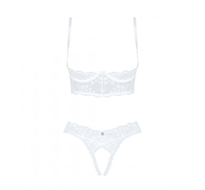 Еротичний комплект Obsessive Heavenlly 2-pcs cupless set XL/2XL, відкриті груди, з доступом
