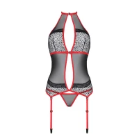 Корсет з пажами Passion SATARA CORSET S/M red, стрінги, мереживо, застібки спереду та ззаду — Переглянути зображення 3