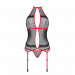 Корсет з пажами Passion SATARA CORSET S/M red, стрінги, мереживо, застібки спереду та ззаду