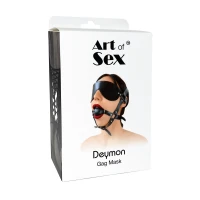 Кляп-маска Art of Sex - Deymon, екошкіра, колір чорний — Переглянути зображення 6
