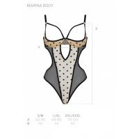 Еротичне боді Passion MARINA BODY, S/M, beige, з відкритими чашками — Переглянути зображення 5
