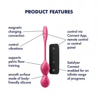 Вагінальні смарт-кульки з вібрацією Satisfyer Love Birds 2 Connect App Red, 86 г, пульт ДК — Просмотреть изображение 3