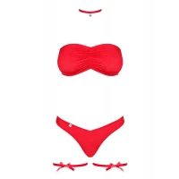 Комплект Obsessive Kissmas Set, L/XL, червоний, м’який ліф, трусики зі збіркою, чокер та гартери — Просмотреть изображение 3