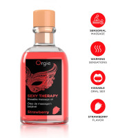 Набор для массажа Orgie – Sexy Therapy Strawberry (100 мл), съедобное разогревающее масло + перышко