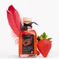Набір для масажу Orgie – Sexy Therapy Strawberry (100 мл), їстівна розігрівальна олія + пір’їнка — Переглянути зображення 6