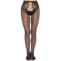 Колготки Leg Avenue Net Tights with Crotchless Panty One Size Black — Переглянути зображення 4