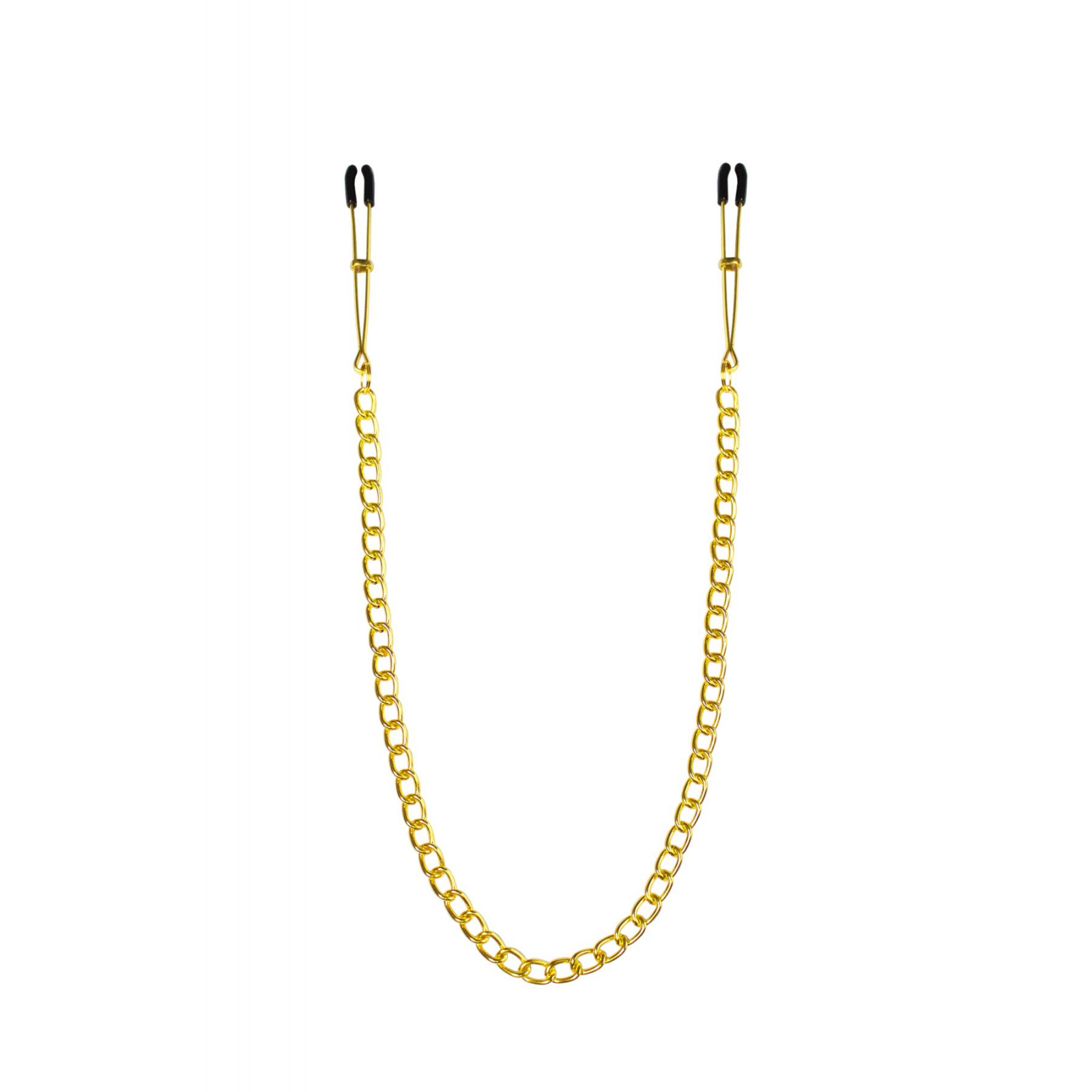 Тонкі затискачі для сосків з ланцюжком Feral Feelings - Chain Thin nipple clamps, золото/чорний