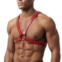 Чоловіча портупея Art of Sex - Spartacus, екошкіра, колір червоний, розмір L-2XL — Переглянути зображення 1
