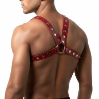 Чоловіча портупея Art of Sex - Spartacus, екошкіра, колір червоний, розмір L-2XL