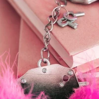Наручники металеві Adrien Lastic Handcuffs Pink з рожевим пухнастим оздобленням — Переглянути зображення 2