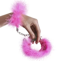 Наручники металеві Adrien Lastic Handcuffs Pink з рожевим пухнастим оздобленням — Переглянути зображення 3