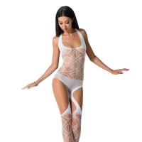 Бодістокінг Passion BS060 white, комбінезон, імітація трусиків і гольфів — Переглянути зображення 1