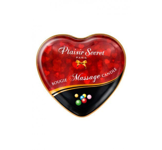 Масажна свічка-серце Plaisirs Secrets Bubble Gum (35 мл)