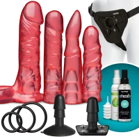 Набор для страпона Doc Johnson Vac-U-Lock Crystal Jellies Set, диаметр 3,8см, 2×4,5см, 5,1см — Просмотреть изображение 1