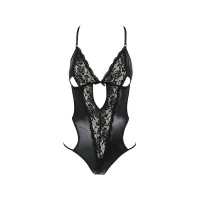 Боді з імітацією шкіри та стрепами Passion ASUNA BODY XXL/XXXL, black — Переглянути зображення 3