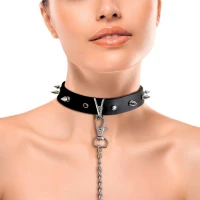 Нашийник з шипами та повідцем Art of Sex - Collar Spikes and Leash — Переглянути зображення 1