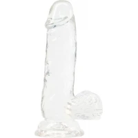 Прозорий фалоімітатор на присосці ADDICTION — Clear Dildo with Balls 6″, віброкуля в подарунок — Переглянути зображення 1