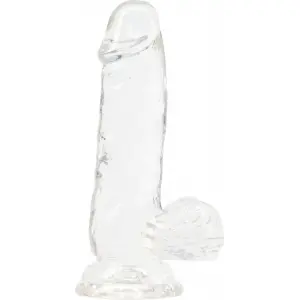 Прозорий фалоімітатор на присосці ADDICTION — Clear Dildo with Balls 6″, віброкуля в подарунок
