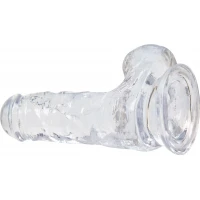 Прозорий фалоімітатор на присосці ADDICTION — Clear Dildo with Balls 6″, віброкуля в подарунок — Переглянути зображення 3