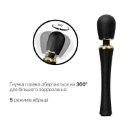 Вібромасажер з насадками Zalo — Kyro Wand Obsidian Black — Переглянути зображення 3